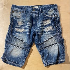Blue Cult Men's Distressed Blue Denim Shorts 36 (GE)